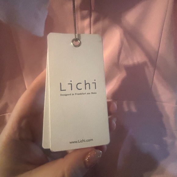 NWT Pink Lichi Thin Strap Front-Slit Mini Dress Ballet Pink Going out Spring - Picture 4 of 10
